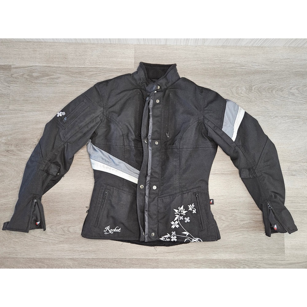 Joe Rocket Womens Black Floral Motorcycle Riding Jacket Nylon Small